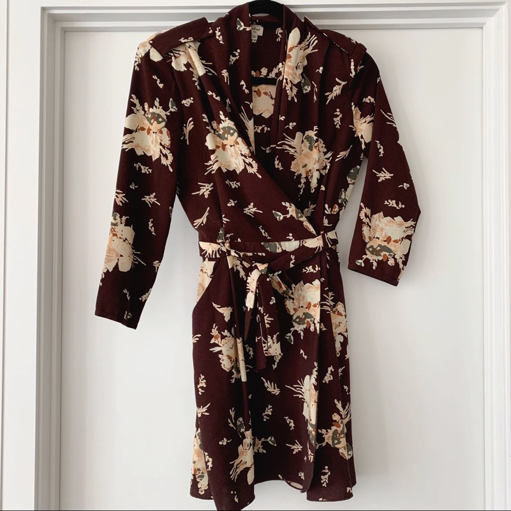 Aritzia Wilfred Burgundy Floral Dress - Size 2